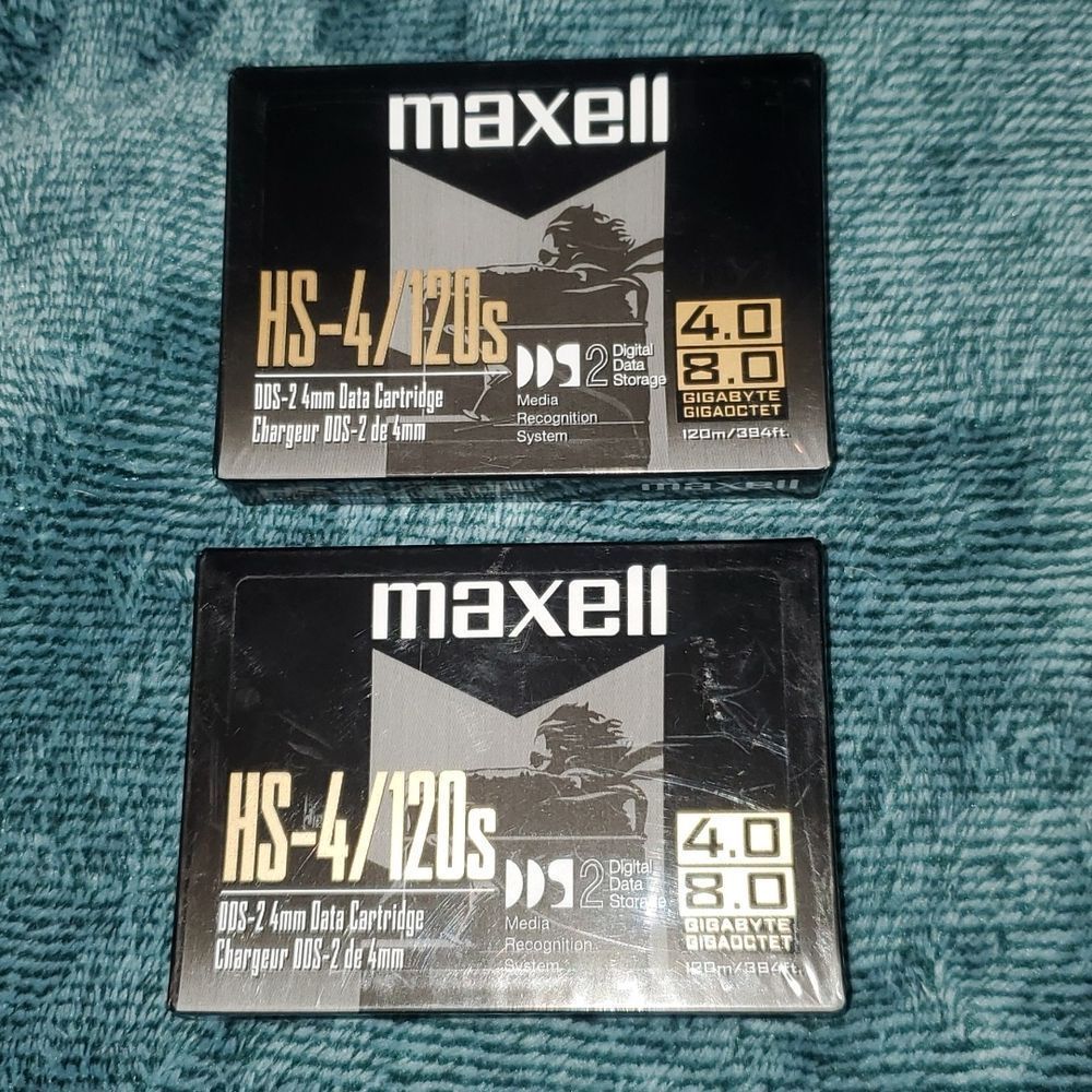 NEW Lot of 2 Maxell HS-4/120S 4mm 120M DDS-2 Data Tape 4GB 8GB Digital‎ Storage